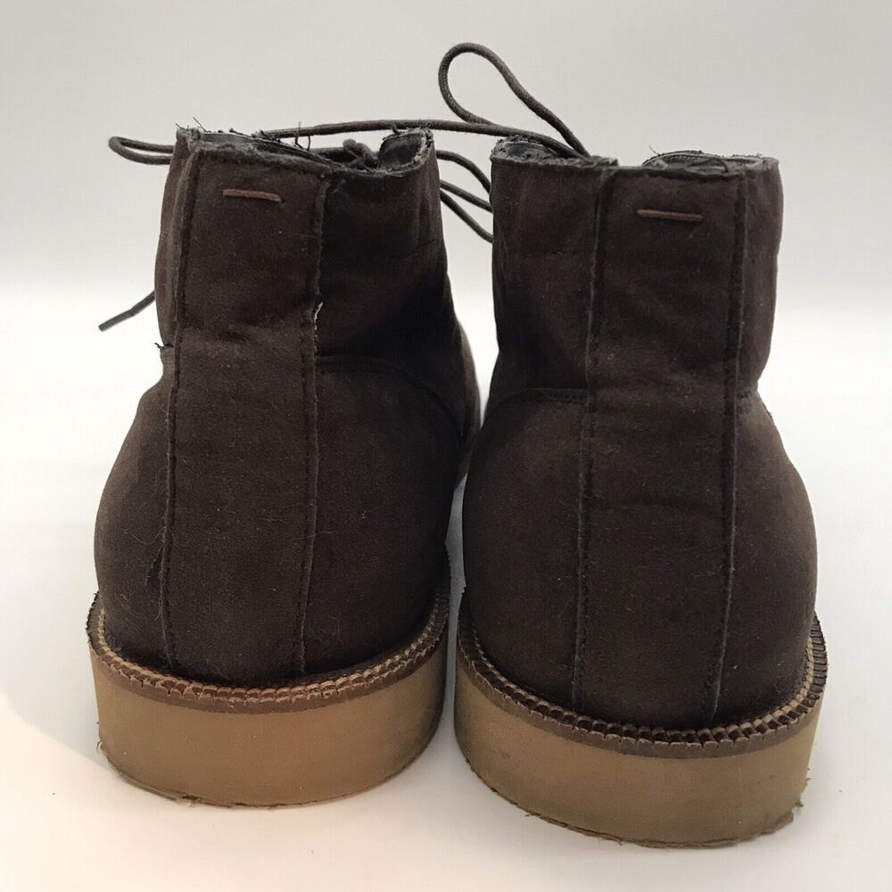 Guess Brown Faux Suede Leather Chukka Boots Men's 12 Lace Up Mid Top Ankle Shoes - Picture 4 of 11